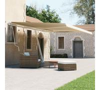 Qnhdfrt Tenda da sole autoportante, 600 x 300 cm, crema manuale, retrattile, protezione solare per terrazza, balcone, giardino