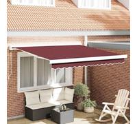 Qnhdfrt Tenda da sole autoportante manuale con manovella, colore rosso vinaccia, telaio bianco, 300 x 250 cm, resistente ai raggi UV, protezione solare per terrazza, balcone, giardino