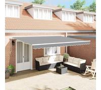 Qnhdfrt Tenda da sole bianca 4,5 x 3 m manuale in metallo con tessuto resistente ai raggi UV, design moderno, robusta e durevole, per giardino, terrazza e balcone