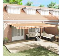 Qnhdfrt Tenda da sole giallo-arancione, 600 x 300 cm, allungabile con illuminazione a LED e tessuto robusto per terrazze, balconi e giardini, design moderno