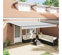 Qnhdfrt Tenda da sole in metallo, 4 x 3 m, con telecomando, design moderno, durevole, protezione solare per terrazza, balcone e giardino