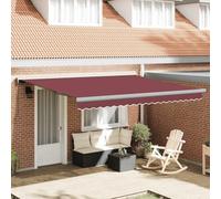 Qnhdfrt Tenda da sole indipendente 400 x 300 cm, colore rosso vinaccia, protezione solare per balcone, terrazza, giardino con manovella, alluminio verniciato a polvere