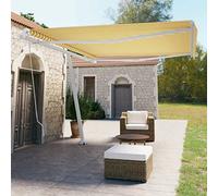Qnhdfrt Tenda da sole indipendente retrattile, 450 x 350 cm, giallo/bianco, protezione solare per terrazza, balcone, giardino