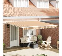 Qnhdfrt Tenda da sole manuale a righe, 400 x 350 cm, resistente ai raggi UV, allungabile, per balcone, terrazza, giardino