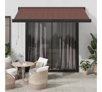 Qnhdfrt Tenda da sole manuale marrone, 350 x 250 cm, protezione solare indipendente con manovella, per terrazza, balcone, giardino, alluminio durevole, resistente ai raggi UV