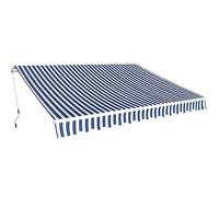 Qnhdfrt Tenda da Sole Pieghevole Manuale 350x250 cm, Blu e Bianca | Parasole regolabile per patio e balcone con robusto telaio in alluminio e manovella sul lato sinistro.
