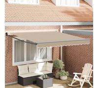 Qnhdfrt Tenda da sole retrattile automatica beige 350 x 250 cm in poliestere resistente per protezione solare su terrazze balcone giardino con regolazione manuale