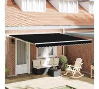 Qnhdfrt Tenda da sole retrattile automatica, colore nero, 400 x 300 cm, rettangolare, con regolazione manuale dell'angolo, per terrazza, giardino, protezione solare, tessuto acrilico