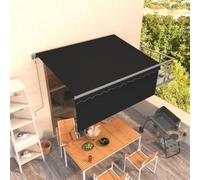 Qnhdfrt Tenda da sole retrattile automatica con telecomando e manovella 3,5 x 2,5 m, antracite per protezione solare su terrazze, balcone giardino