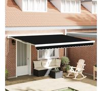 Qnhdfrt Tenda da sole retrattile automatica, nera, 400 x 300 cm, rettangolare, per balcone, terrazza, giardino, con tessuto in poliestere opaco, protezione solare regolabile per esterni