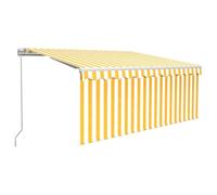 Qnhdfrt Tenda da Sole Retrattile con Parasole 350x250 cm Giallo Bianco