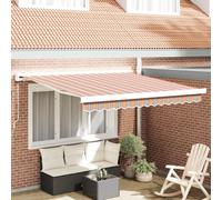 Qnhdfrt Tenda da sole retrattile manuale, 300 x 250 cm, multicolore, a righe, arancione, blu, bianco, resistente ai raggi UV, impermeabile, per interni come soggiorno o ufficio