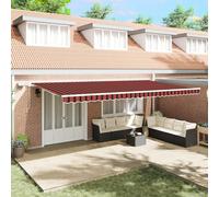 Qnhdfrt Tenda da sole retrattile manuale con illuminazione a LED, colore arancione, marrone, design a righe, 600 x 300 cm, in poliestere opaco, protezione solare per balcone, terrazza, giardino