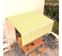 Qnhdfrt Tenda da sole retrattile manuale con tenda avvolgibile 4 x 3 m, colore giallo e bianco, per balcone, terrazza, giardino, in alluminio leggero e tessuto resistente ai raggi UV