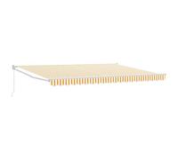 Qnhdfrt Tenda da Sole Retrattile Manuale Giallo e Bianco 4x2 m | Ideale per creare zone d'ombra in giardino o sul terrazzo. Struttura robusta in alluminio con manovella da 165 cm.