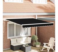 Qnhdfrt Tenda da sole retrattile manuale, nera, 300 x 200 cm, per balcone e terrazza, con protezione solare regolabile, tessuto in poliestere resistente e facile da montare