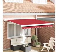 Qnhdfrt Tenda da sole retrattile manuale per balcone, terrazza, giardino, rosso, rettangolare, 350 x 250 cm, in robusto poliestere, pratico dispenser per ombre per esterni