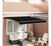 Qnhdfrt Tenda da sole retrattile per balcone, colore nero, 350 x 250 cm, protezione UV, robusta, per balcone, terrazza, giardino, design moderno, verticale, manuale