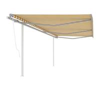 Qnhdfrt Tenda elettrica indipendente giallo e bianco 6x3 m con telecomando e manovella per terrazza giardino balcone