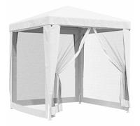 Qnhdfrt Tendone da Giardino 2x2m con 4 Pareti in Rete Bianco | Gazebo da esterni per eventi in giardino e barbecue, dotato di robusta struttura in ferro e pareti a rete ventilate.
