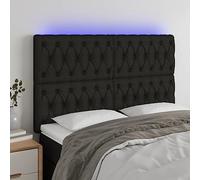 Qnhdfrt Testiera a LED, 144 x 7 x 118/128 cm, colore nero, con strisce di illuminazione colorate, altezza regolabile, telaio in legno massiccio, comodo schienale per camera da letto e camera dei