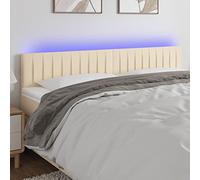Qnhdfrt Testiera a LED, 180 cm, colore crema, con cambio colore, regolabile in altezza, tessuto traspirante, testiera in legno massello di larice come schienale per letto camera da letto