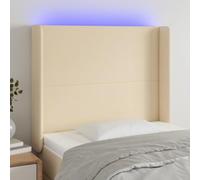 Qnhdfrt Testiera a LED color crema, 93 x 118 cm, altezza regolabile con listello RGB, testiera in poliestere traspirante, comodo schienale per camera da letto