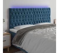 Qnhdfrt Testiera a LED in velluto blu scuro, 180 x 7 x 118/128 cm, regolabile in altezza, con LED colorati come moderna testiera per camera da letto e camera degli ospiti