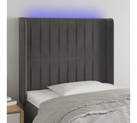 Qnhdfrt Testiera a LED in velluto grigio scuro, 83 x 16 x 118/128 cm, regolabile in altezza, con illuminazione RGB e barra ritagliabile, moderna testiera per camera da letto e camera dei ragazzi