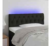 Qnhdfrt Testiera a LED nera, 90 x 78 x 88 cm, in tessuto con listello RGB regolabile in altezza, moderna testata, comodo schienale per camera da letto e camera degli ospiti