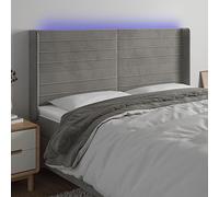 Qnhdfrt Testiera a LED per letto grigio chiaro, 163 x 16 x 118/128 cm, in velluto, regolabile in altezza, colore cambia strisce, design moderno, comodo schienale per camera da letto