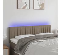 Qnhdfrt Testiera a LED, tortora, 144 x 5 x 78/88 cm, tessuto traspirante, in legno di larice massiccio, regolabile in altezza, con strisce LED colorate, moderna e robusta, per camera da letto, camera