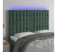 Qnhdfrt Testiera a LED verde scuro, 144 x 5 x 118/128 cm, in velluto, con illuminazione cambia colore, schienale regolabile in altezza per camera da letto