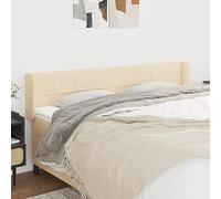 Qnhdfrt Testiera con orecchie crema, 183 x 16 x 78/88 cm, in tessuto e materiale in legno, altezza regolabile, per letto con robusta stabilità e design traspirante per camera da letto