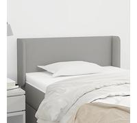 Qnhdfrt Testiera con orecchie grigio chiaro, 93 x 16 x 78/88 cm, in tessuto resistente e larice massiccio, altezza regolabile, moderno cuscino da parete per camera da letto