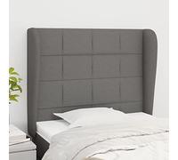 Qnhdfrt Testiera da letto con orecchie grigio scuro, 83 x 23 x 118/128 cm, altezza regolabile in tessuto, gambe in legno, schienale comodo, design moderno per camera da letto