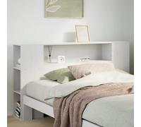 Qnhdfrt Testiera in legno massello 126 x 82 cm bianco testiera letto 120 cm di larghezza con 7 scomparti, schienale moderno in pino, design salvaspazio per camera da letto e camera degli ospiti
