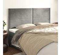 Qnhdfrt Testiera in velluto, 4 pezzi, 100 x 5 x 78/88 cm, regolabile in altezza, con gambe in larice massiccia ed eleganti borchie grigio chiaro per camera da letto