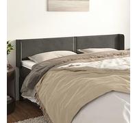 Qnhdfrt Testiera in velluto con orecchie, 183 x 16 x 78/88 cm, grigio scuro, regolabile, in legno di larice, gambe dal design moderno per camera da letto e camera degli ospiti