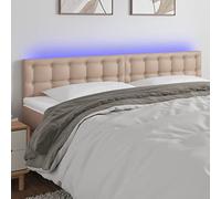 Qnhdfrt Testiera LED Cappuccino, 160 x 5 x 78/88 cm, in ecopelle, regolabile in altezza, moderna, schienale con strisce LED che cambiano colore, per camera da letto, appartamento