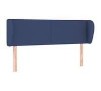 Qnhdfrt Testiera Letto ad Orecchie Blu 147x23cm in Tessuto | Pannello imbottito regolabile in altezza con gambe in legno, ideale per rinnovare la camera da letto con stile.