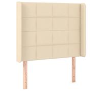 Qnhdfrt Testiera Letto ad Orecchie Crema 93x16x118/128 cm Tessuto | Schienale imbottito regolabile in altezza per camera da letto, ideale per leggere o guardare la TV in totale relax.