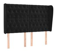 Qnhdfrt Testiera Letto ad Orecchio Velluto Nero 147x23x118-128 cm | Schienale imbottito per la camera, con altezza regolabile per garantire comfort e ottimo supporto alla zona notte.