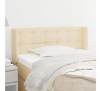 Qnhdfrt Testiera letto crema 83 x 78/88 cm con orecchie in legno di larice regolabile in altezza tessuto traspirante gambe robuste schienale per leggere e guardare la TV per camera da letto