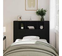 Qnhdfrt Testiera letto nero rovere 120 x 19 x 104,5 cm in legno con ripiano, moderna headboard per camera da letto, schienale robusto con vano portaoggetti, superficie opaca per un ambiente