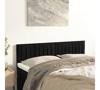 Qnhdfrt Testiera per camera da letto, in velluto, colore nero, 144 x 78/88 cm, schienale regolabile in altezza, design moderno con gambe in legno di larice massiccio, per soggiorno e zona notte