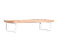 Qnhdfrt Top per Lavabo da Appoggio 100x50 cm in Faggio Massello e Acciaio | Supporto sospeso per il bagno con piano non forato per installazione personalizzata del lavabo e portata fino a 100 kg.