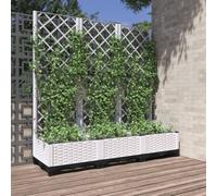 Qnhdfrt Vaso per piante con traliccio, bianco, 120 x 40 x 121,5 cm, in polipropilene, con griglia integrata per pomodori, piselli e rose, per balcone, terrazza e giardino