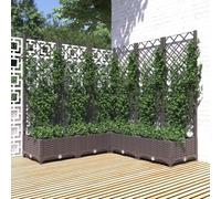 Qnhdfrt Vaso per piante con traliccio, marrone, 120 x 120 x 121,5 cm, in polipropilene, grande, per giardino, terrazza, balcone, esterno, con griglia integrata