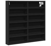 Qnhdfrt Vetrina Pensile da Muro Nera 60x8,5x58 cm Legno Multistrato